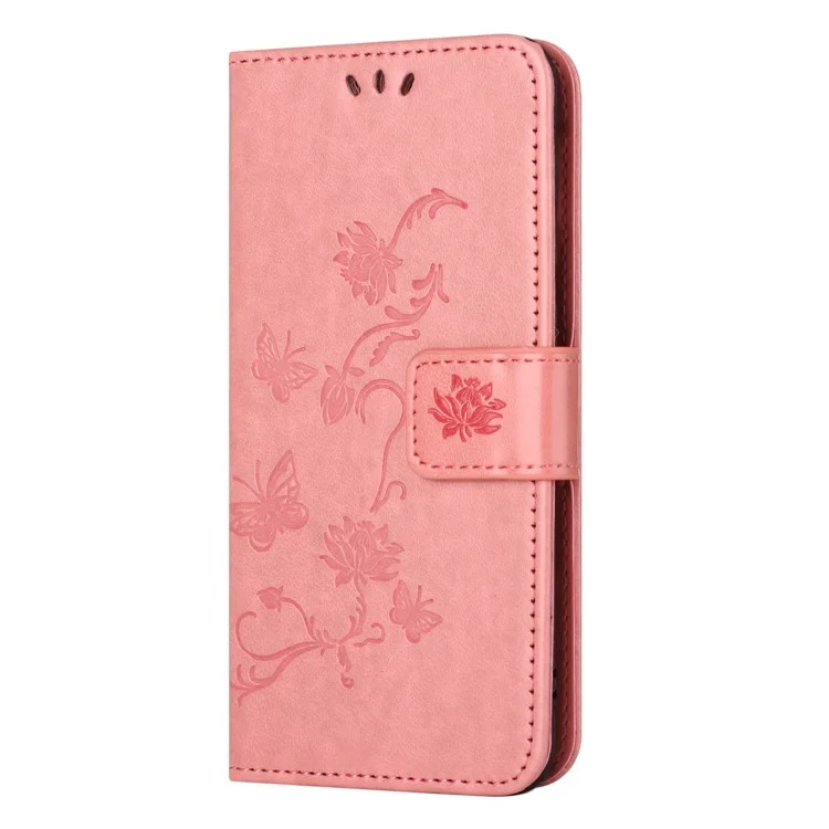 Para Samsung Galaxy A05s 4G Case Butterfly Flower Imprinted Anti-drop Leather Phone Cover - Pink