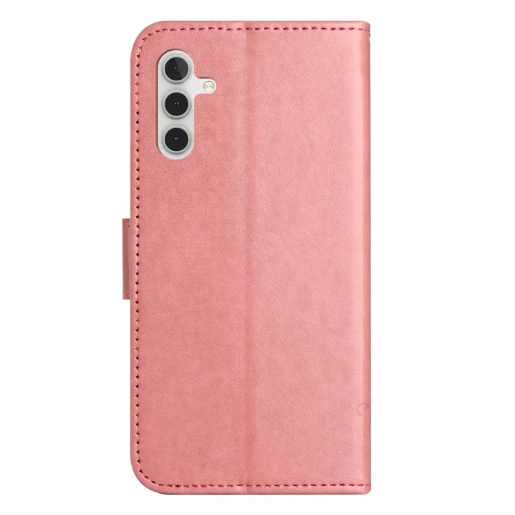 Para Samsung Galaxy A05s 4G Case Butterfly Flower Imprinted Anti-drop Leather Phone Cover - Pink