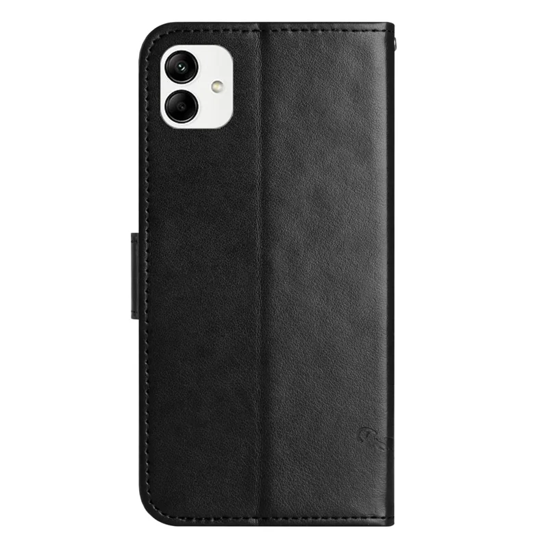 For Samsung Galaxy A05 4G Case Imprinted PU Leather Wallet Folding Stand Phone Cover - Black