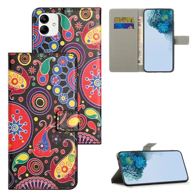 For Samsung Galaxy A05 4G Shockproof Case Pattern Printing PU Leather Wallet Phone Case - Jelly Fish