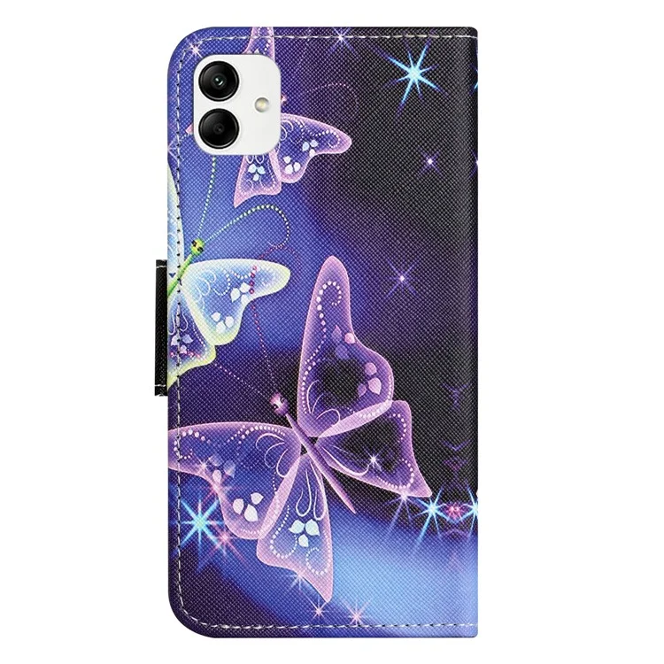For Samsung Galaxy A05 4G Leather Case Pattern Printed Wallet Stand Phone Cover - Sparkling Butterflies