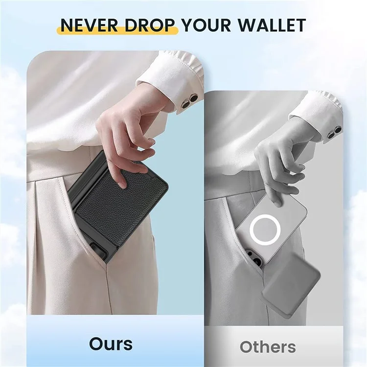 For Samsung Galaxy Z Fold5 5G Case Sliding Lens Lid Detachable Card Holder Phone Cover with Tempered Glass Film - Black
