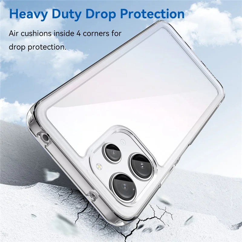 Pour Xiaomi Redmi 12 4G Clear Case Electroplating Buttons TPU+Acrylic Cover (Big Rear Lens Hole)