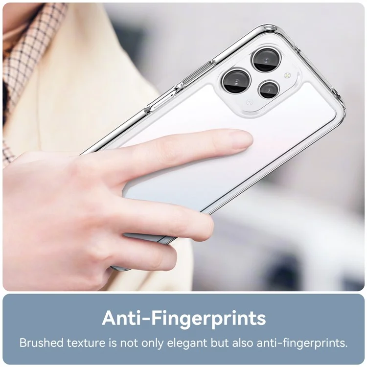 Pour Xiaomi Redmi 12 4G Clear Case Electroplating Buttons TPU+Acrylic Cover (Big Rear Lens Hole)
