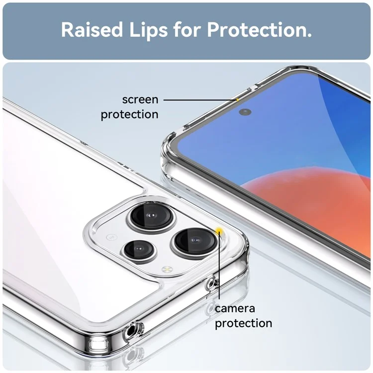 Pour Xiaomi Redmi 12 4G Clear Case Electroplating Buttons TPU+Acrylic Cover (Big Rear Lens Hole)