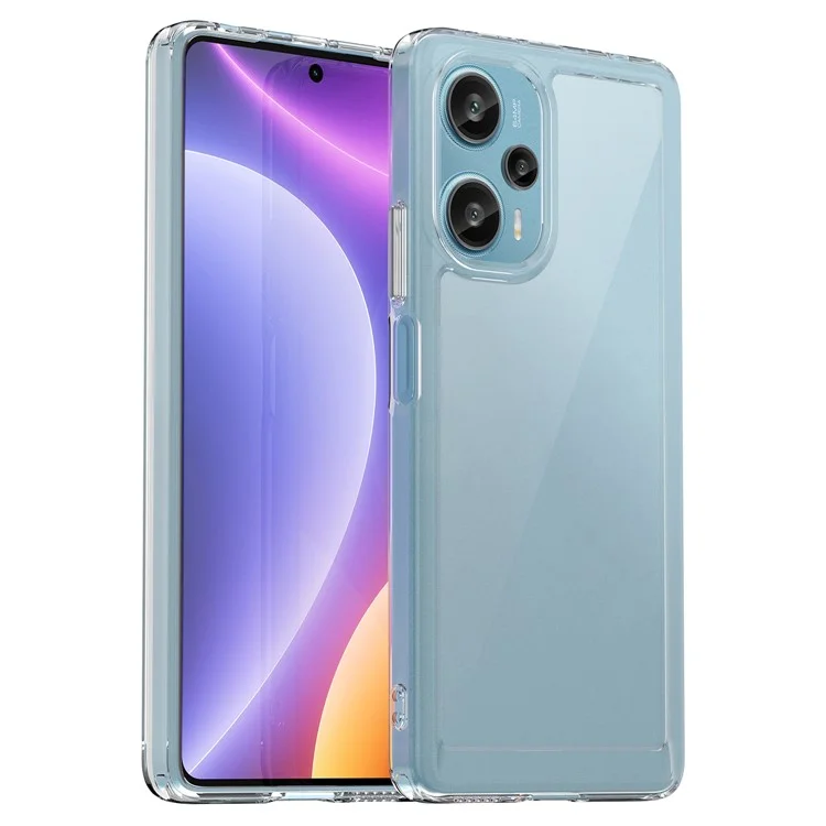 Per Xiaomi Redmi Note 12 Turbo / Poco F5 5G Custodia Telefonica Trasparente con Pulsanti Placcati (Foro Obiettivo Posteriore Grande)