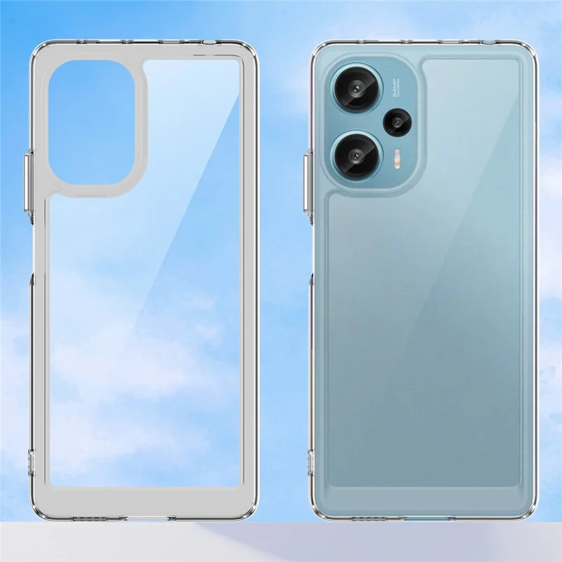 Per Xiaomi Redmi Note 12 Turbo / Poco F5 5G Custodia Telefonica Trasparente con Pulsanti Placcati (Foro Obiettivo Posteriore Grande)