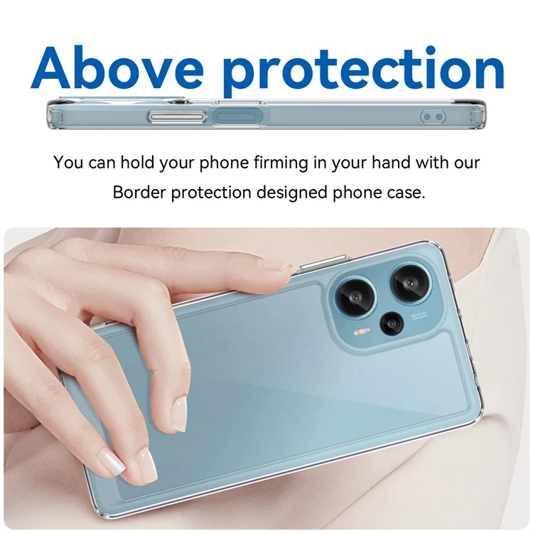 Per Xiaomi Redmi Note 12 Turbo / Poco F5 5G Custodia Telefonica Trasparente con Pulsanti Placcati (Foro Obiettivo Posteriore Grande)