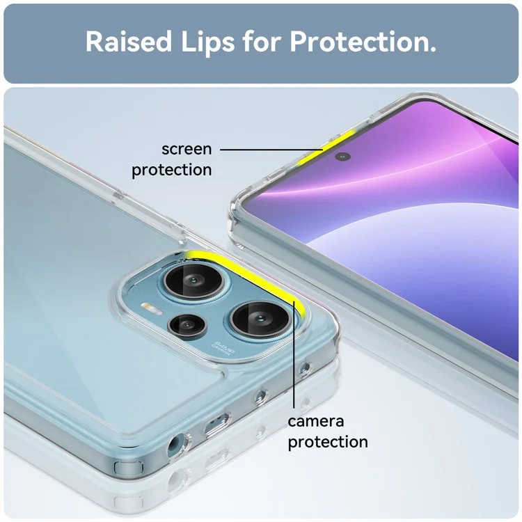 Per Xiaomi Redmi Note 12 Turbo / Poco F5 5G Custodia Telefonica Trasparente con Pulsanti Placcati (Foro Obiettivo Posteriore Grande)