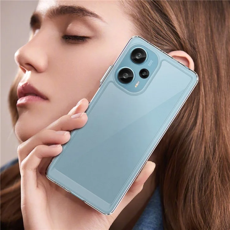 Per Xiaomi Redmi Note 12 Turbo / Poco F5 5G Custodia Telefonica Trasparente con Pulsanti Placcati (Foro Obiettivo Posteriore Grande)