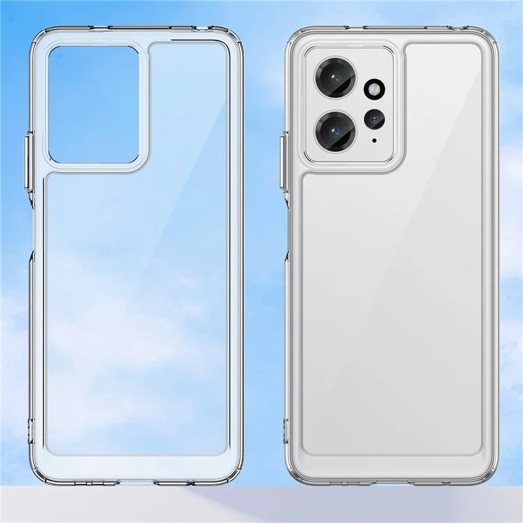Для Xiaomi Redmi Note 12 4G прозрачный чехол TPU+Акриловый противоударный чехол для телефона (большое отверстие для задней линзы)
