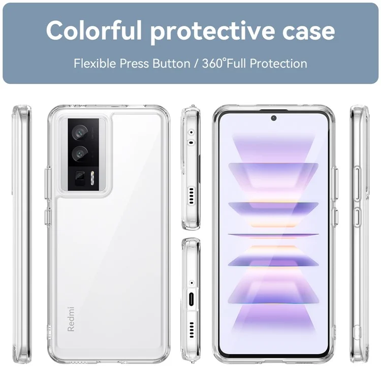 Pour Xiaomi Redmi K60 5G / K60 Pro 5G / Poco F5 Pro 5G Étui Boutons Électroplaqués Housse de téléphone (Grand Trou pour Objectif Arrière)