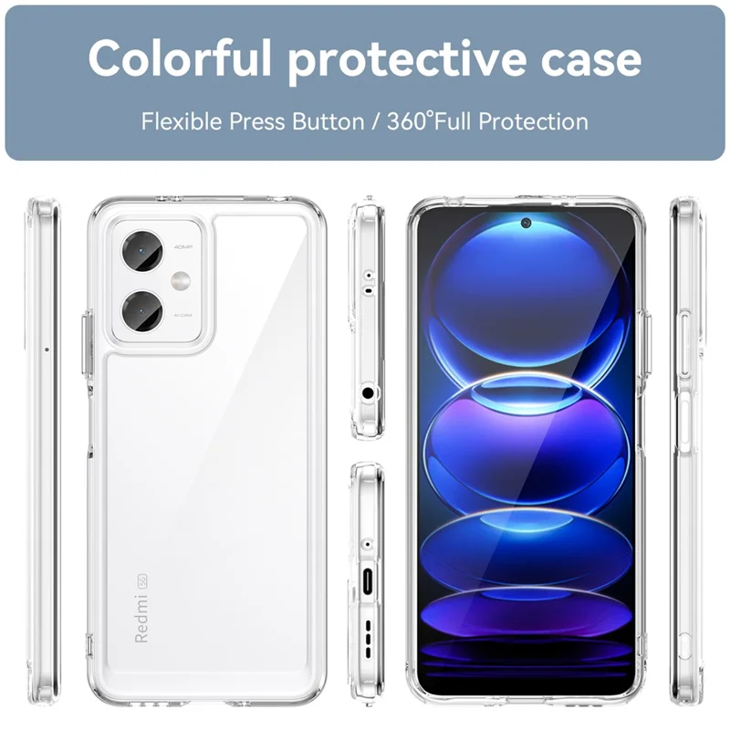 For Xiaomi Redmi Note 12 5G (China) / (India) / (Global) / Poco X5 5G Case TPU+Acrylic Cover (Big Rear Lens Hole)
