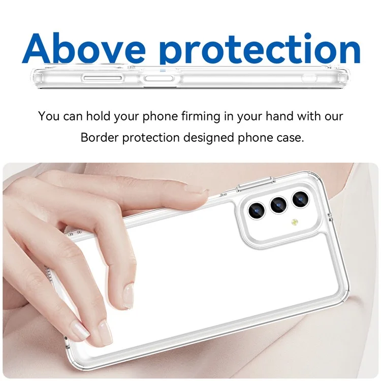 Pour Samsung Galaxy A13 5G Coque Anti-chute Transparent TPU+Acrylique Coque de Téléphone (Grand Trou pour Objectif Arrière)