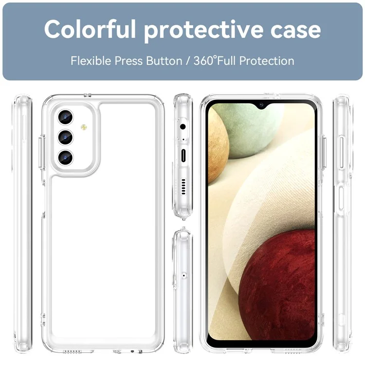 Pour Samsung Galaxy A13 5G Coque Anti-chute Transparent TPU+Acrylique Coque de Téléphone (Grand Trou pour Objectif Arrière)