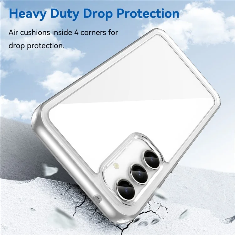 For Samsung Galaxy S23 FE Clear Case TPU+Acrylic Protective Phone Cover (Big Rear Lens Hole)