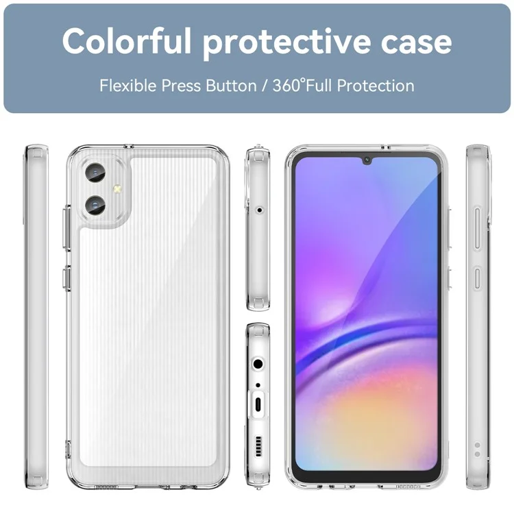 Для Samsung Galaxy A05 4G Clear Phone Case Электроплатные кнопки Чехол для телефона (Большое отверстие для задней линзы)