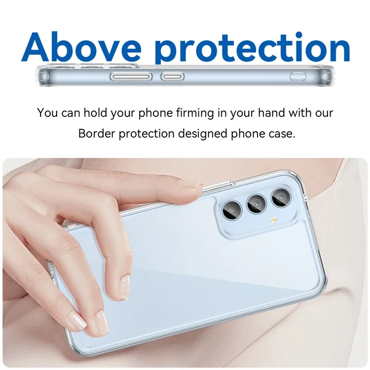 Pour Samsung Galaxy A54 5G Transparent Phone Case TPU+Acrylic Cover (Big Rear Lens Hole)