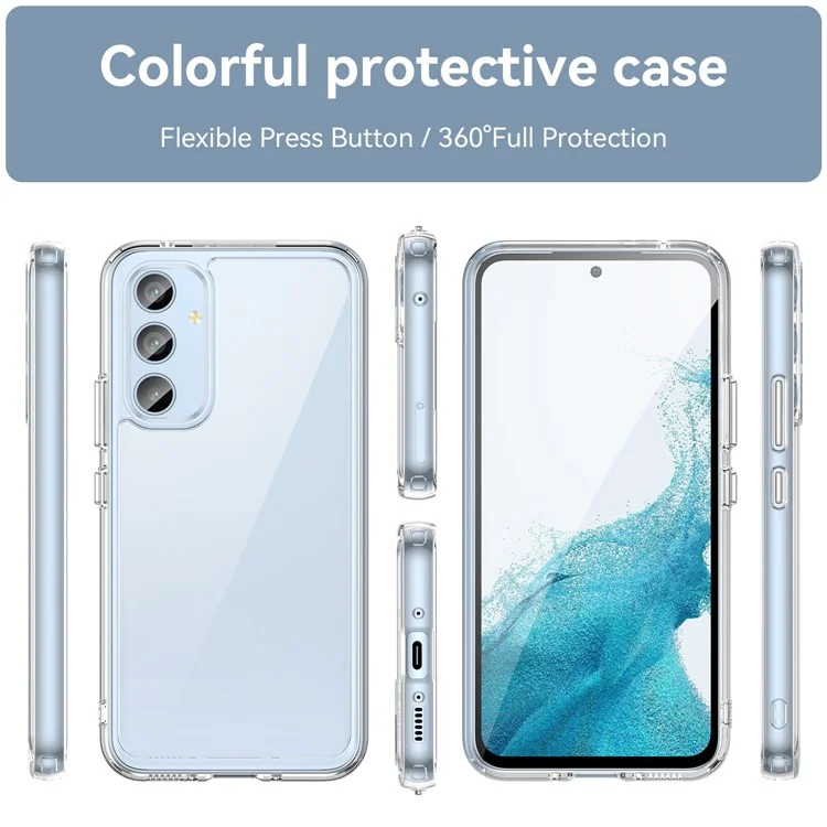 Pour Samsung Galaxy A54 5G Transparent Phone Case TPU+Acrylic Cover (Big Rear Lens Hole)