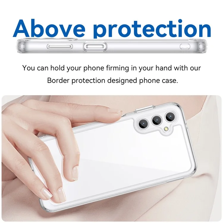 Для Samsung Galaxy A14 5G / A14 4G Чехол Прозрачная Крышка Телефона с Электрохромными Кнопками (Большое Отверстие для Задней Линзы)