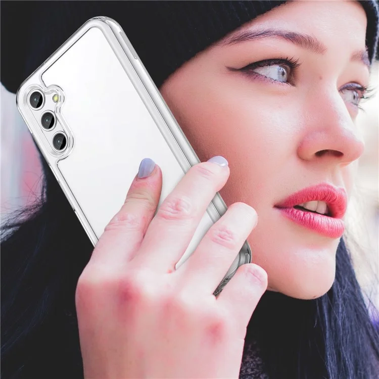 Для Samsung Galaxy A14 5G / A14 4G Чехол Прозрачная Крышка Телефона с Электрохромными Кнопками (Большое Отверстие для Задней Линзы)
