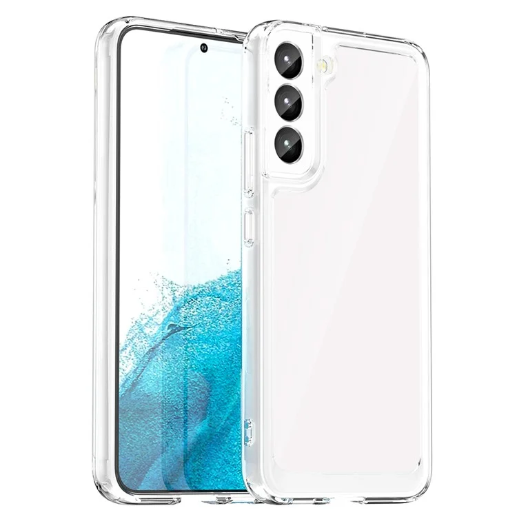 For Samsung Galaxy S22 5G Clear Case Fingerprint-free Acrylic+TPU Phone Cover (Big Rear Lens Hole)