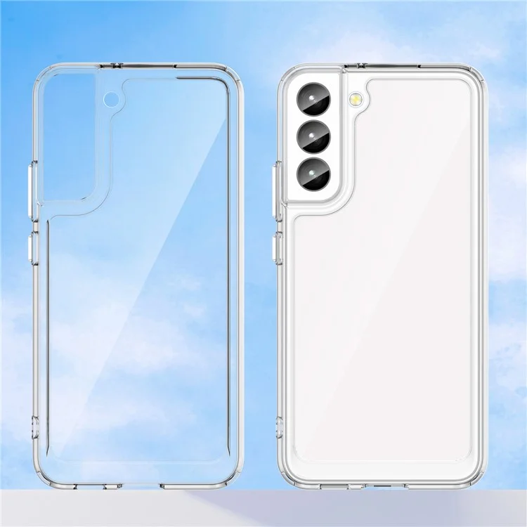 For Samsung Galaxy S22 5G Clear Case Fingerprint-free Acrylic+TPU Phone Cover (Big Rear Lens Hole)