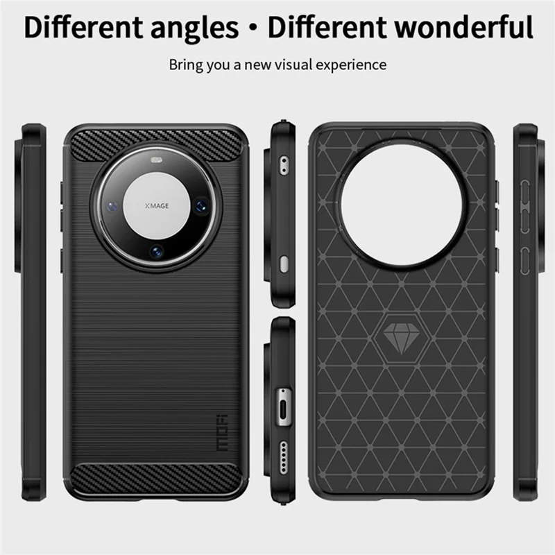 MOFI JK TPU Series-1 For Huawei Mate 60 Pro+ Case Carbon Fiber Texture Soft TPU Phone Cover - Black
