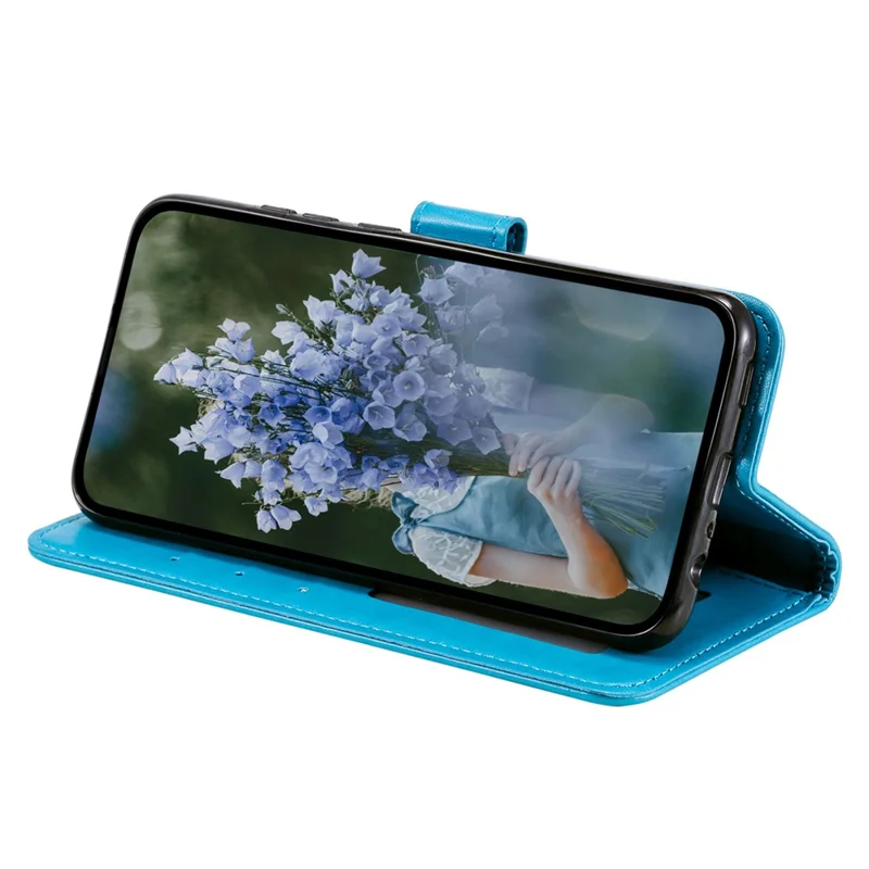 For Samsung Galaxy A05s 4G Case Leather Wallet Mandala Flower Imprint Phone Cover - Blue