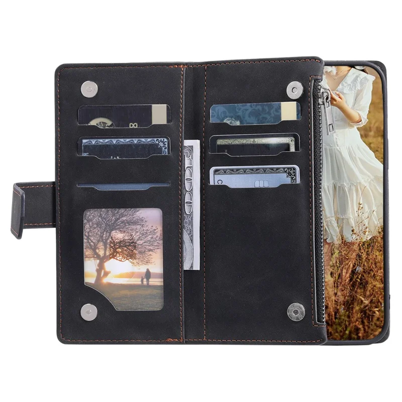 Para Samsung Galaxy A05s 4G Case PU Leather Phone Shell Rhombus Texture Zipper Wallet com Alça - Preto