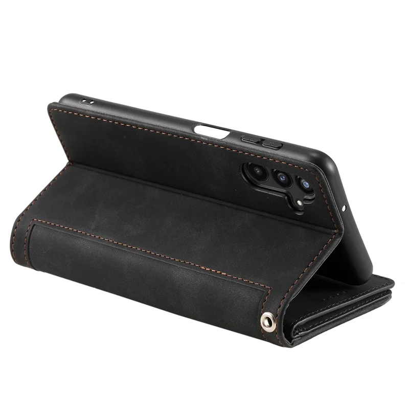 For Samsung Galaxy A05s 4G Cell Phone Case 9 Card Slots Phone Cover Zipper Leather Wallet - Black