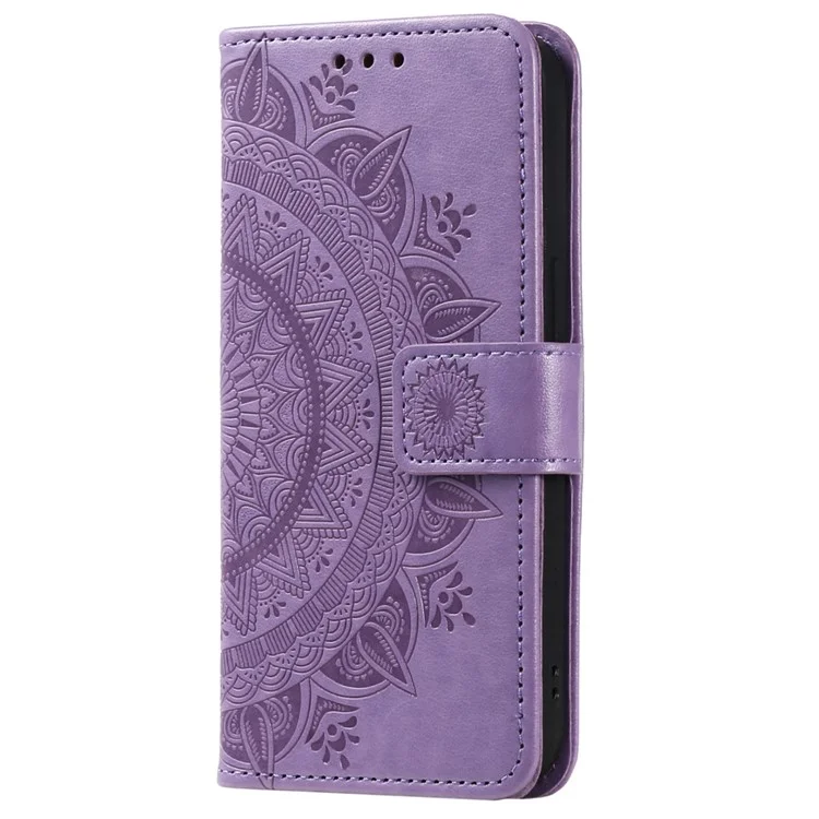 Para Oppo A38 4G Case Imprinted PU Leather Wallet Phone Stand Cover with Strap - Roxo