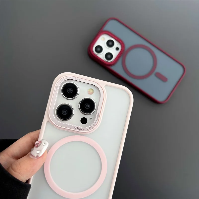 Soft TPU+Hard PC Case for iPhone 15 Pro Max Shockproof Case Compatible with MagSafe Matte Phone Cover - Blue