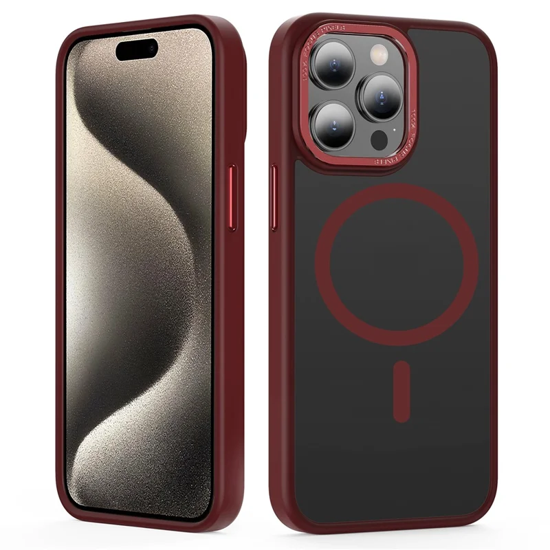 Shockproof Case for iPhone 15 Pro Case Compatible with MagSafe Matte TPU+PC Phone Cover - Red