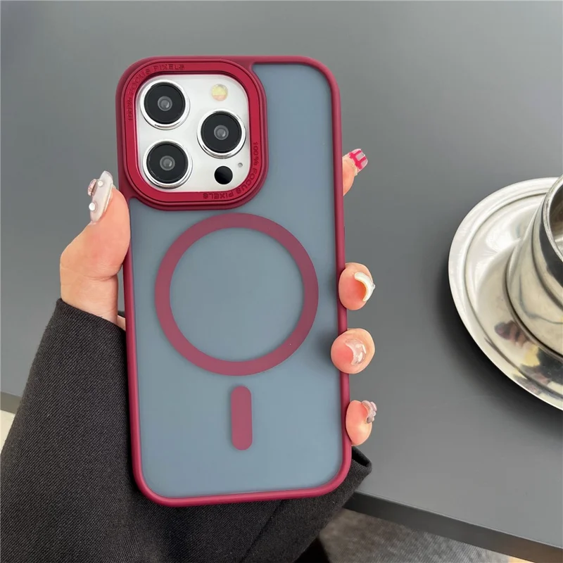 Shockproof Case for iPhone 15 Pro Case Compatible with MagSafe Matte TPU+PC Phone Cover - Red