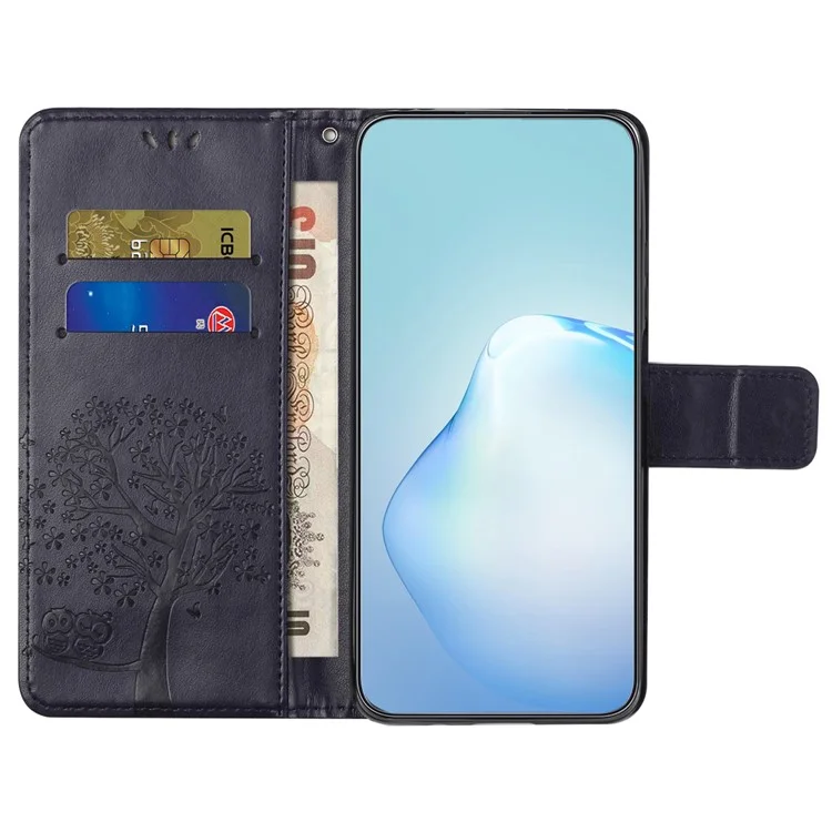Per Motorola Moto G54 5G Cover Owl Tree Imprinted PU Leather Wallet Phone Case - Viola Scuro
