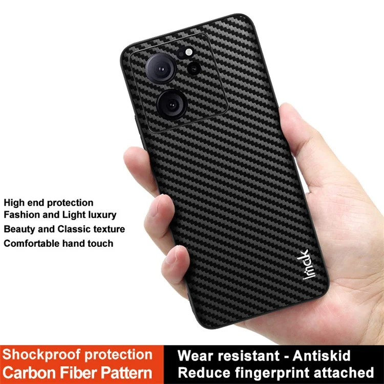IMAK LX-5 Serie für Xiaomi Redmi K60 Ultra Case PU-Leder+PC+TPU Anti-Drop Telefonabdeckung - Carbonfaser-Textur