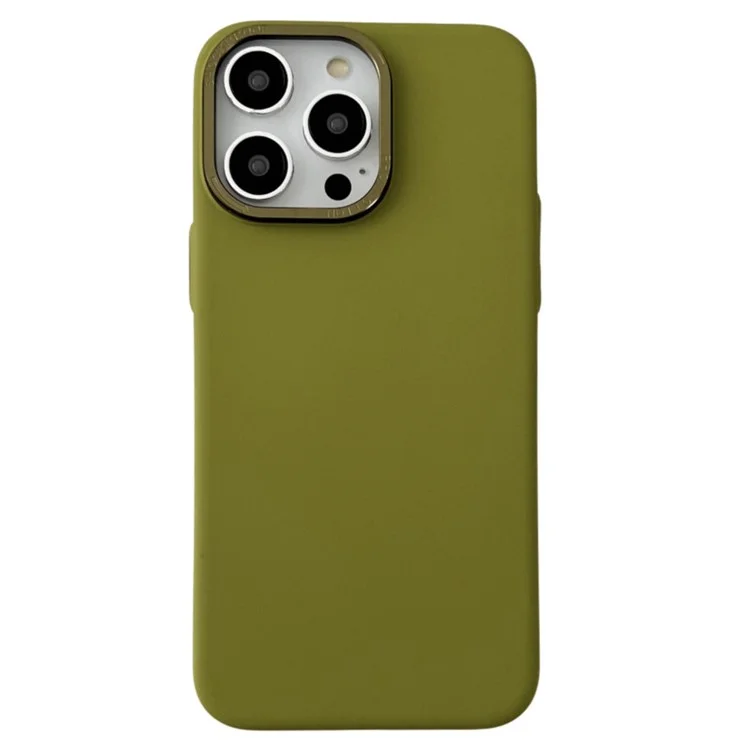 Für iPhone 15 Plus Hülle Skin-touch PC Metall Linse Rahmen Matt Handyhülle - Senfgrün