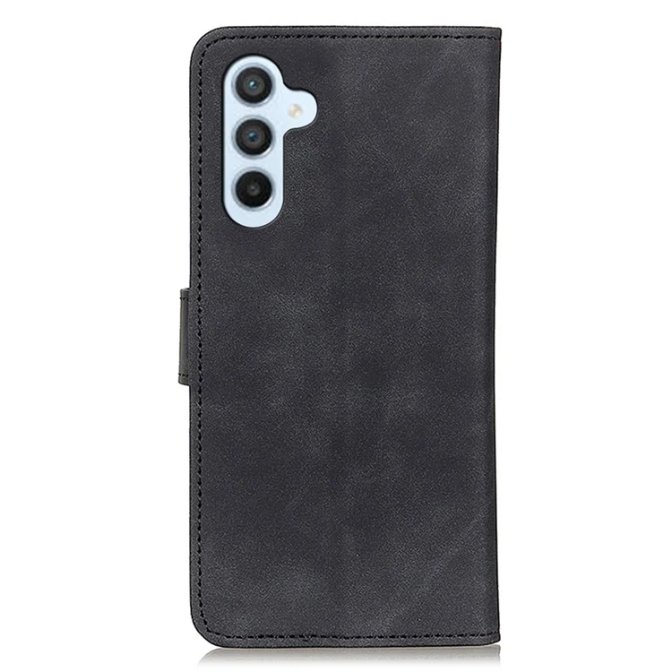 KHAZNEH For Samsung Galaxy A15 4G Case Leather Wallet Cell Phone Cover (Retro Texture) - Black