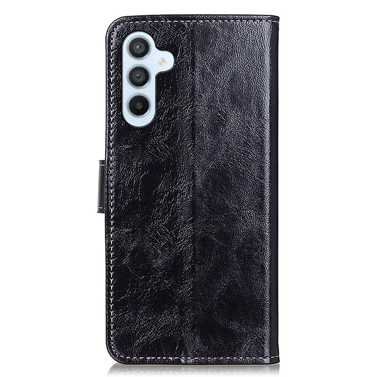 Para Samsung Galaxy A15 4G Case Wallet Stand Shockproof Retro Texture PU Leather Phone Cover - Black