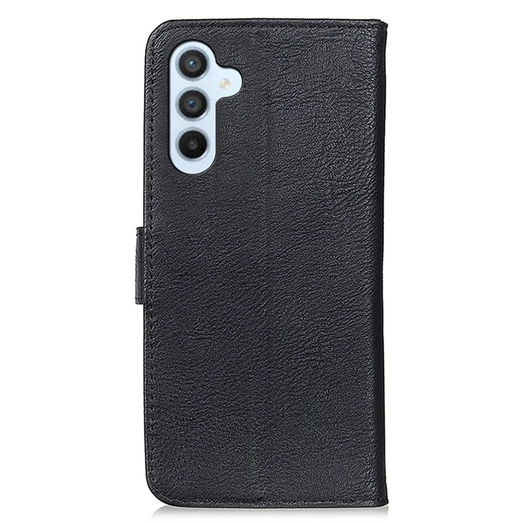 KHAZNEH Pour Etui Samsung Galaxy A15 4G Anti-Rayures Texture Cuir de Vache Support Téléphone Housse - Noir