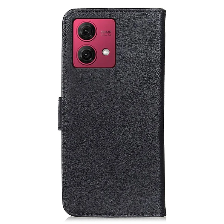 KHAZNEH For Motorola Moto G84 5G Case Cowhide Texture Anti-drop PU Leather Phone Cover - Black