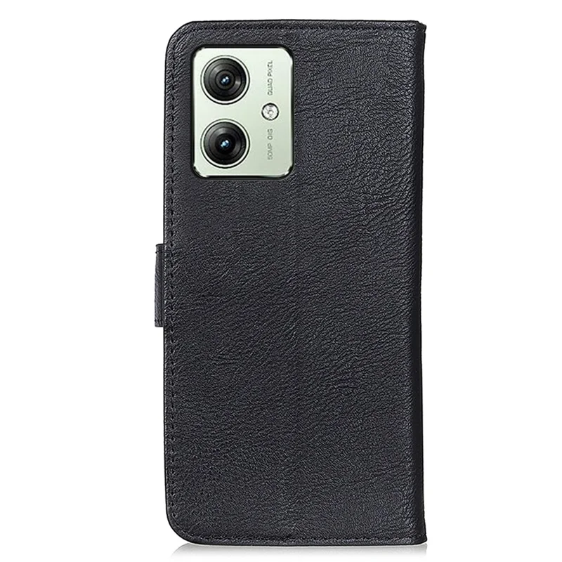 KHAZNEH For Motorola Moto G54 5G Case Cowhide Texture Wallet Leather Phone Cover - Black