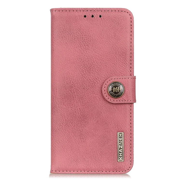 KHAZNEH Per Motorola Moto G54 5G Case Cowhide Texture Wallet Leather Phone Cover - Rosa