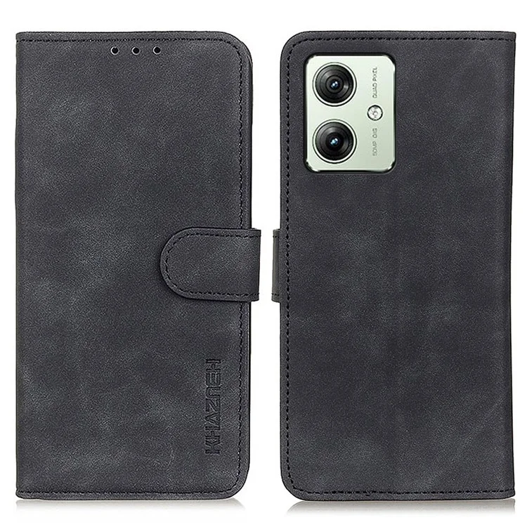 KHAZNEH Per Motorola Moto G54 5G Cover Retro Wallet Leather Phone Stand Case - Nero