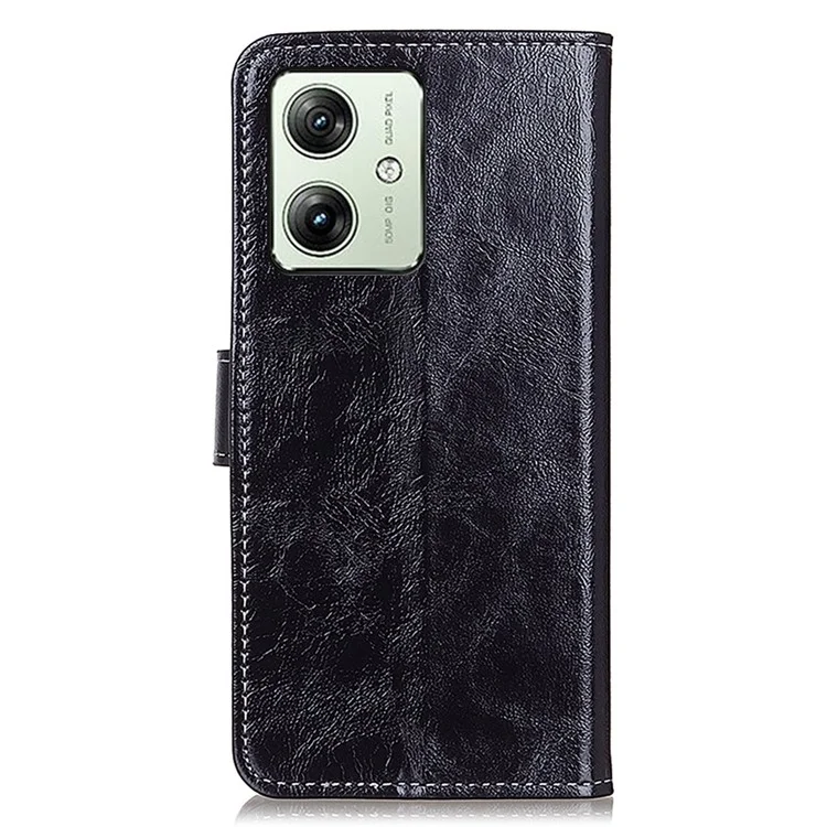Per Motorola Moto G54 5G Caso Crazy Horse Texture Wallet Stand Leather Phone Cover - Nero