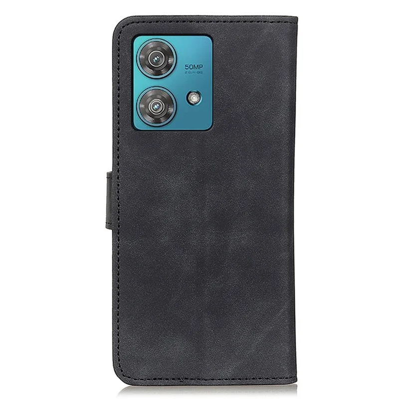 KHAZNEH для чехла Motorola Edge 40 Neo 5G Ретро текстурированная кожаная кошелек Чехол для сотового телефона - Черный