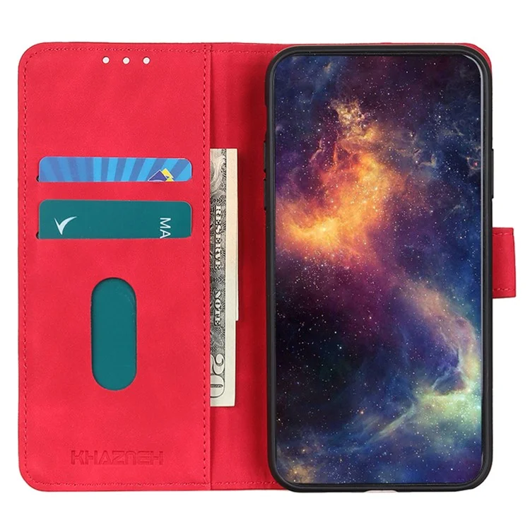 KHAZNEH per Motorola Edge 40 Neo 5G Custodia Retro Texture Leather Wallet Cell Phone Cover - Rosso