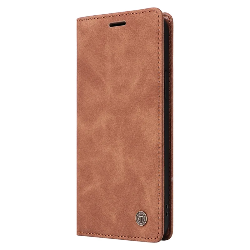 Capa de carteira de couro Sucker Closing Phone Cover para Samsung Galaxy A14 5G / A14 4G - Série 006 - Marrom