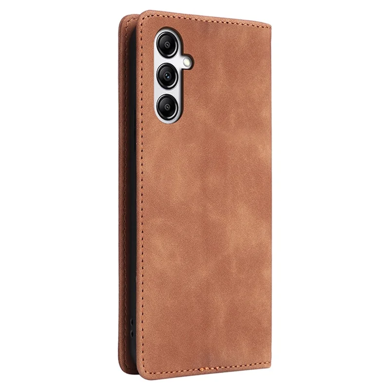 Capa de carteira de couro Sucker Closing Phone Cover para Samsung Galaxy A14 5G / A14 4G - Série 006 - Marrom